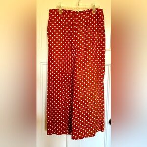 ANTHROPOLOGIE Wide-leg linen polka dot flat-front pants